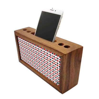 Teak Wood Desk Organiser - Playing Cards Ace And Heart Nutcase