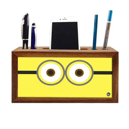 Wooden Desk Organizers Pen Stand for Mobile Holder - Cute Eyes Nutcase