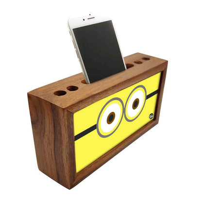 Wooden Desk Organizers Pen Stand for Mobile Holder - Cute Eyes Nutcase