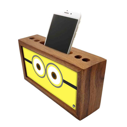 Wooden Desk Organizers Pen Stand for Mobile Holder - Cute Eyes Nutcase