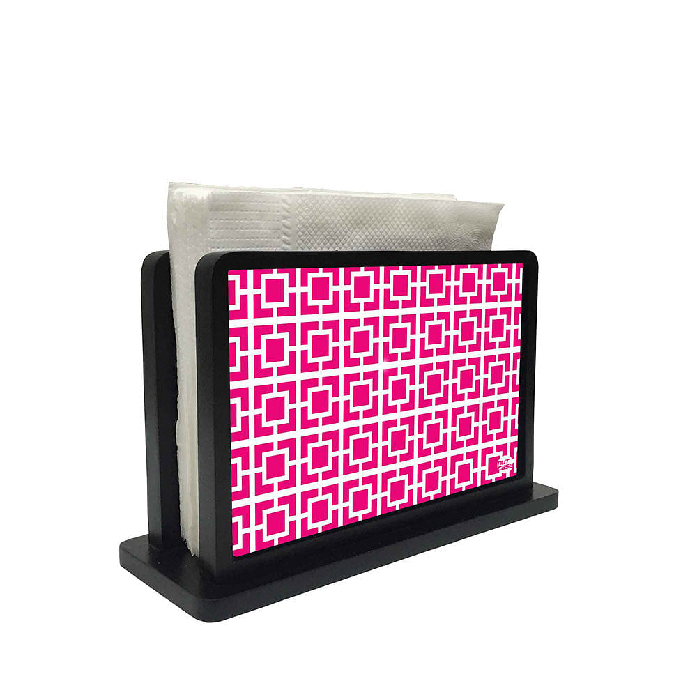 Tissue Holder Paper Napkin Stand - Squares Patterns In Pink Nutcase