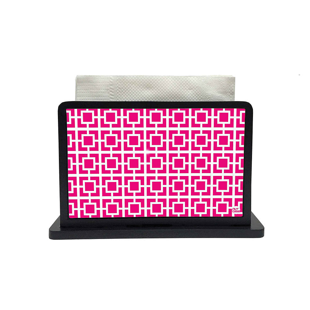 Tissue Holder Paper Napkin Stand - Squares Patterns In Pink Nutcase