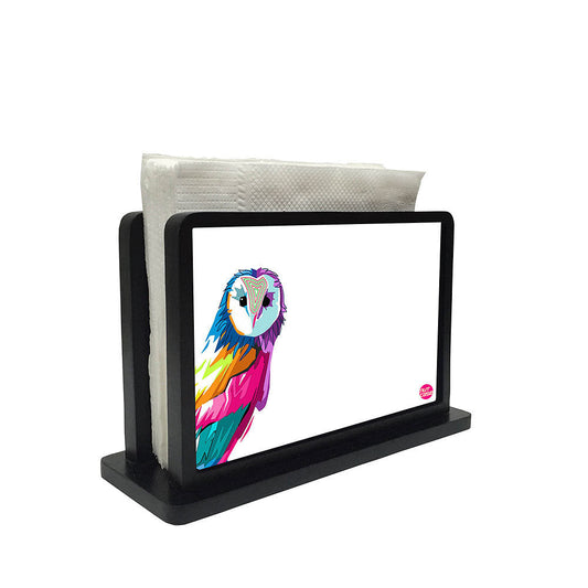 Tissue Holder Paper Napkin Stand - POP Art Owl Nutcase