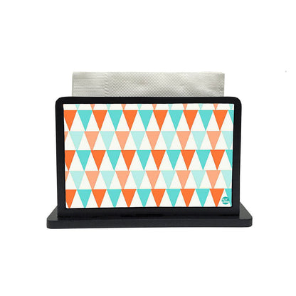 Tissue Holder Paper Napkin Stand -  Orange And Mint Triangles Nutcase