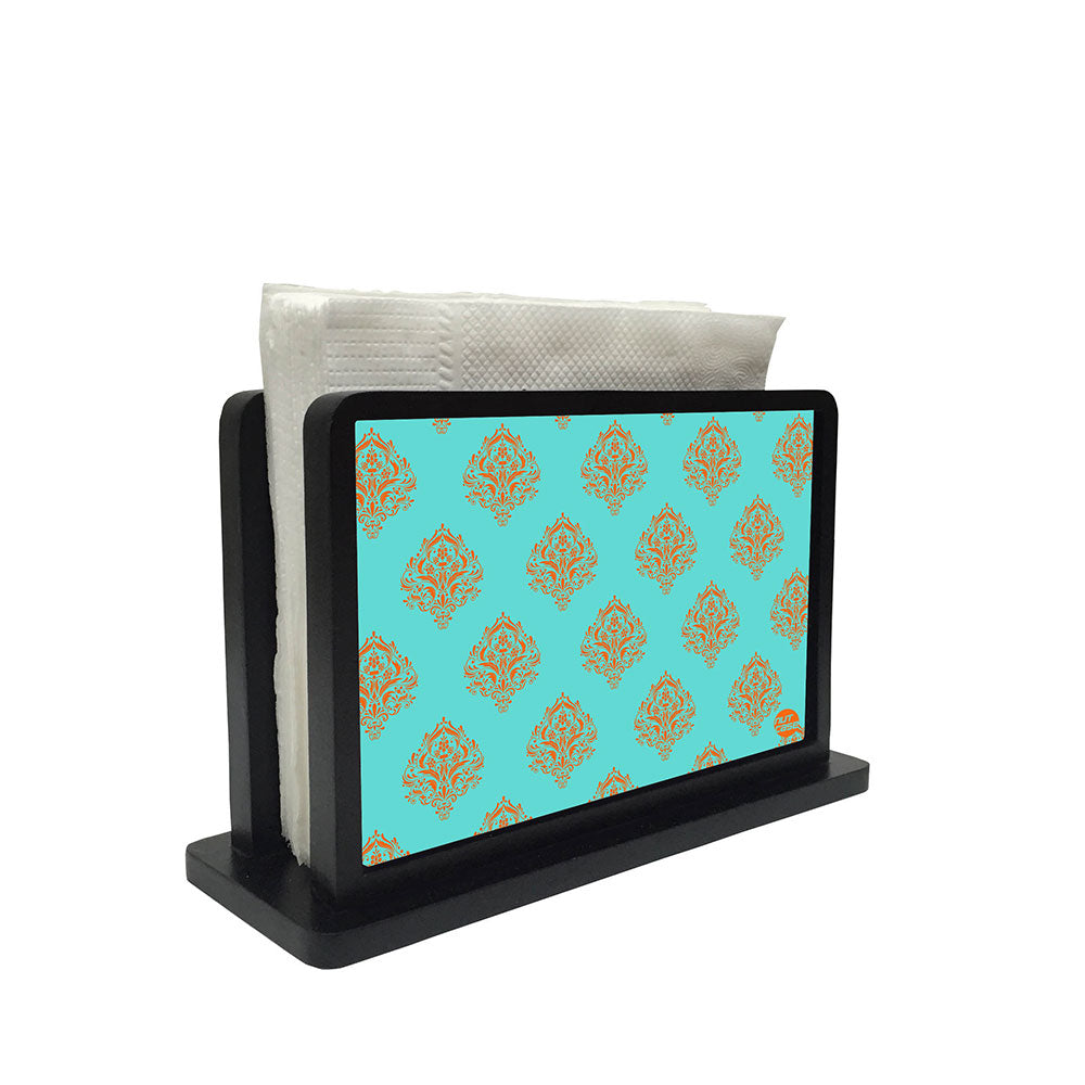 Tissue Holder Paper Napkin Stand - Mint & Orange Damask Nutcase