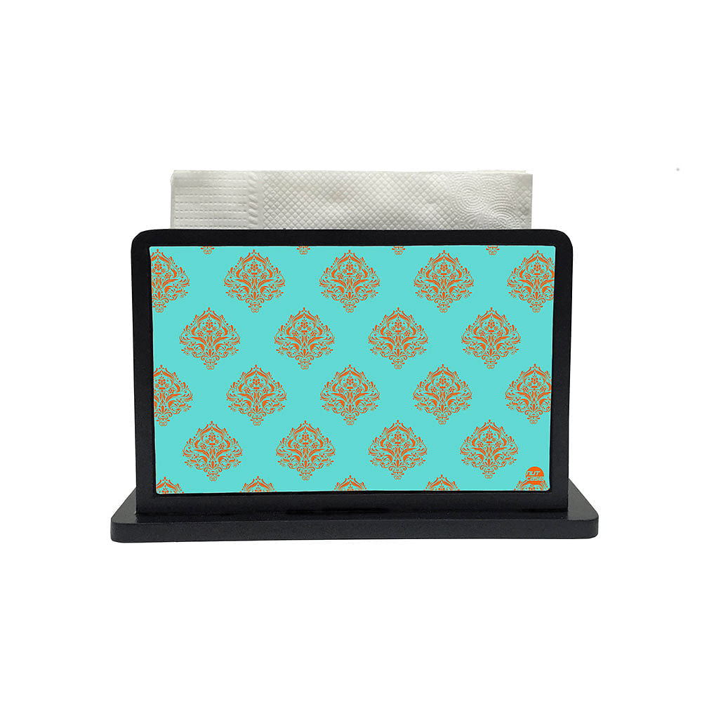 Tissue Holder Paper Napkin Stand - Mint & Orange Damask Nutcase