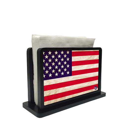 Tissue Holder Paper Napkin Stand - American Vintage Distressed Flag Nutcase