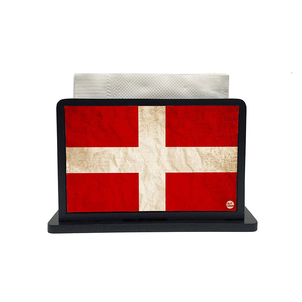 Tissue Holder Paper Napkin Stand - Denmark Vintage Distressed Flag Nutcase