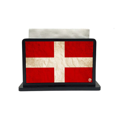 Tissue Holder Paper Napkin Stand - Denmark Vintage Distressed Flag Nutcase