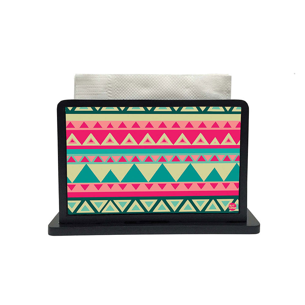 Tissue Holder Paper Napkin Stand -  Pink Tribal Aztec Nutcase