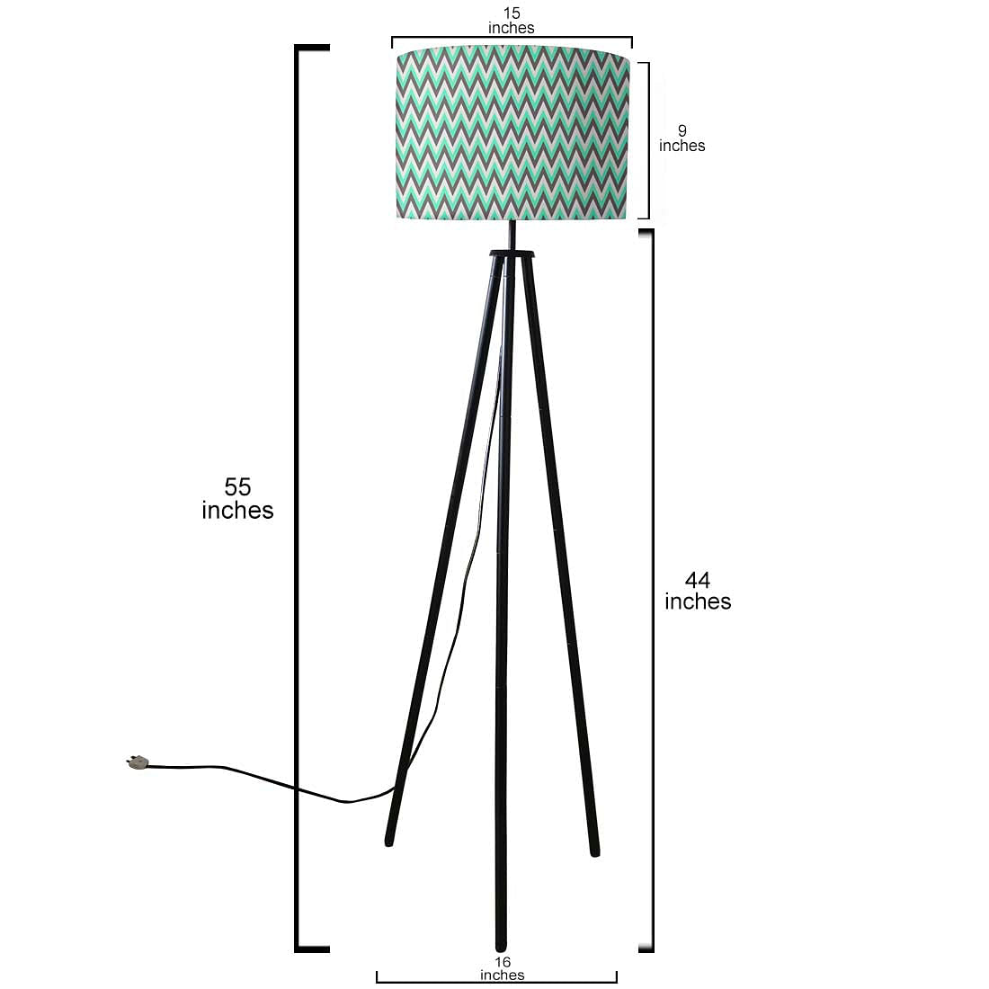 Tripod Floor Lamp Standing Light for Living Rooms -Mint Chevron Nutcase