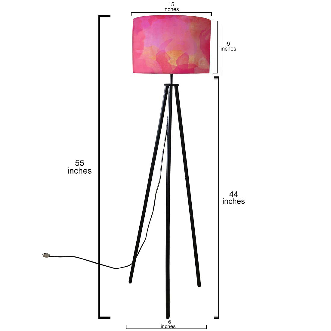 Pink Metal Tripod Floor Lamp  Light for Living Room Nutcase