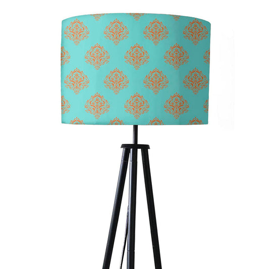 Tripod Floor Lamp Standing Light for Living Rooms -Blue Orange Damask Nutcase