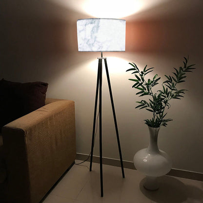 Tripod Floor Lamp Standing Light for Living Rooms -White Marble Effect Nutcase