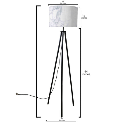 Tripod Floor Lamp Standing Light for Living Rooms -White Marble Effect Nutcase