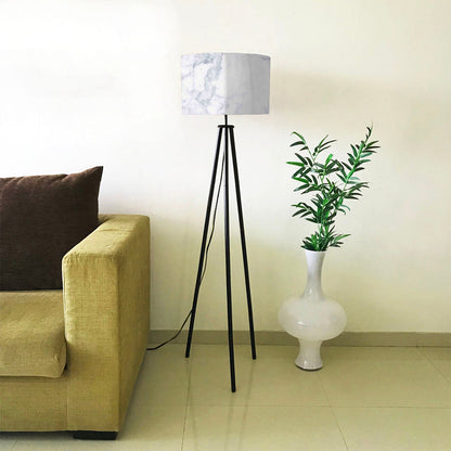 Tripod Floor Lamp Standing Light for Living Rooms -White Marble Effect Nutcase