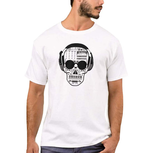 Nutcase Designer Round Neck Men's T-Shirt Wrinkle-Free Poly Cotton Tees - DJ Skull Nutcase