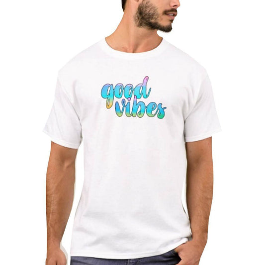 Nutcase Designer Round Neck Men's T-Shirt Wrinkle-Free Poly Cotton Tees - Good Vibes Nutcase
