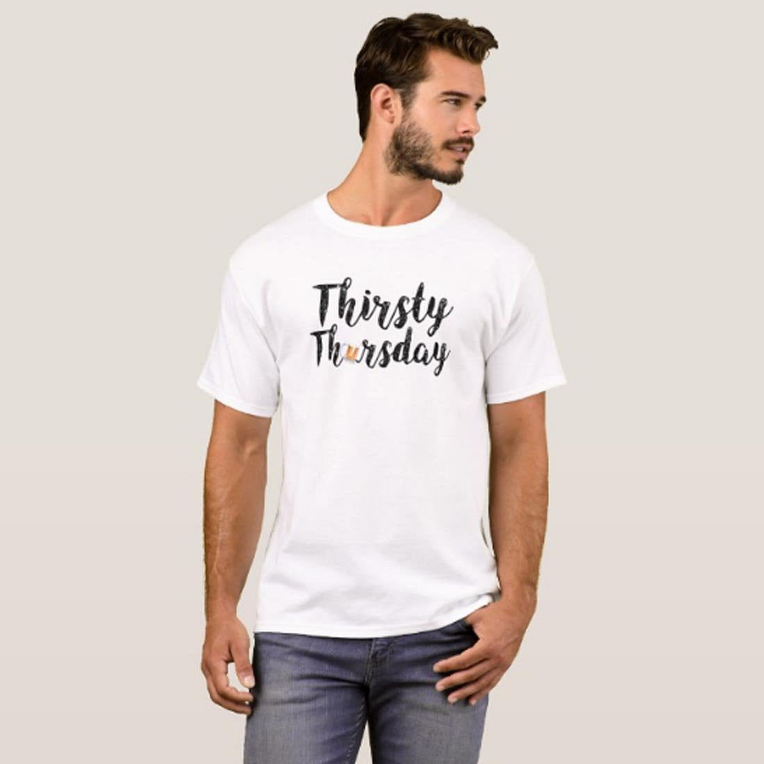 Nutcase Designer Round Neck Men's T-Shirt Wrinkle-Free Poly Cotton Tees - Thirsty Thursday Nutcase