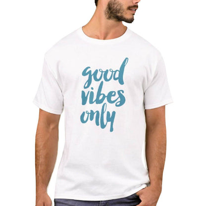 Nutcase Designer Round Neck Men's T-Shirt Wrinkle-Free Poly Cotton Tees - Good Vibes Blue Nutcase