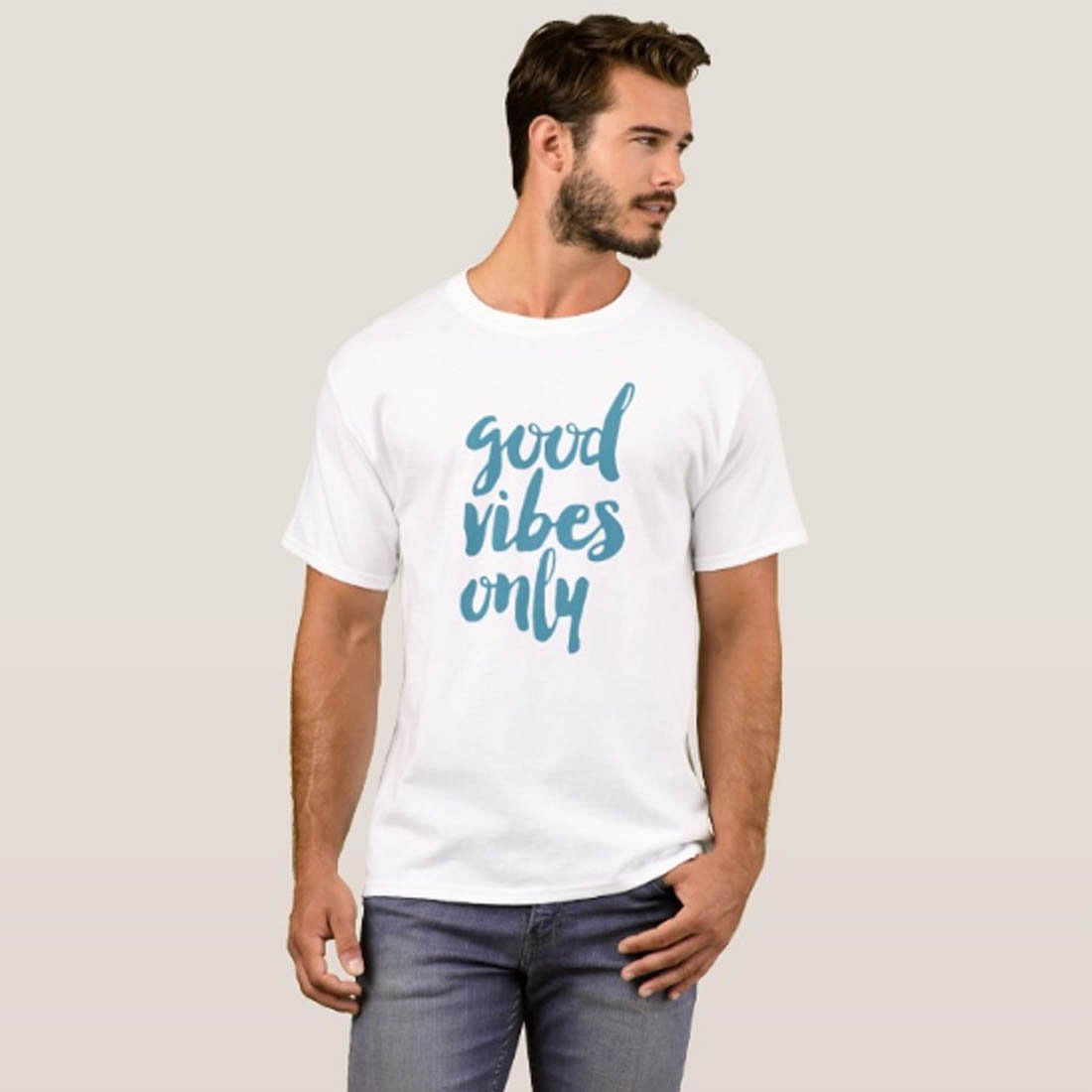 Nutcase Designer Round Neck Men's T-Shirt Wrinkle-Free Poly Cotton Tees - Good Vibes Blue Nutcase