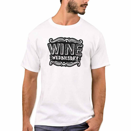 Nutcase Designer Round Neck Men's T-Shirt Wrinkle-Free Poly Cotton Tees - Wine Wednesday Nutcase