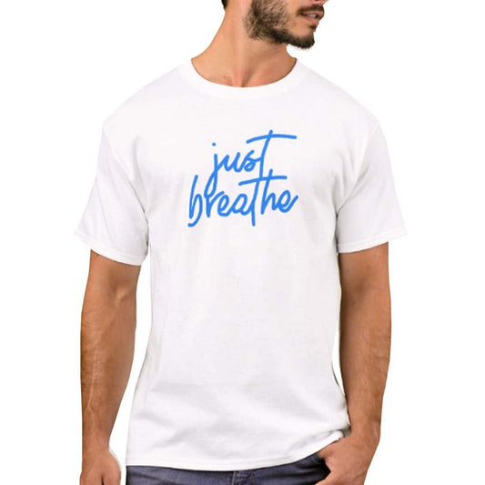 Nutcase Designer Round Neck Men's T-Shirt Wrinkle-Free Poly Cotton Tees - Just Breathe Nutcase