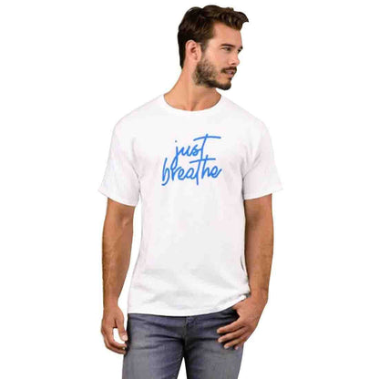 Nutcase Designer Round Neck Men's T-Shirt Wrinkle-Free Poly Cotton Tees - Just Breathe Nutcase
