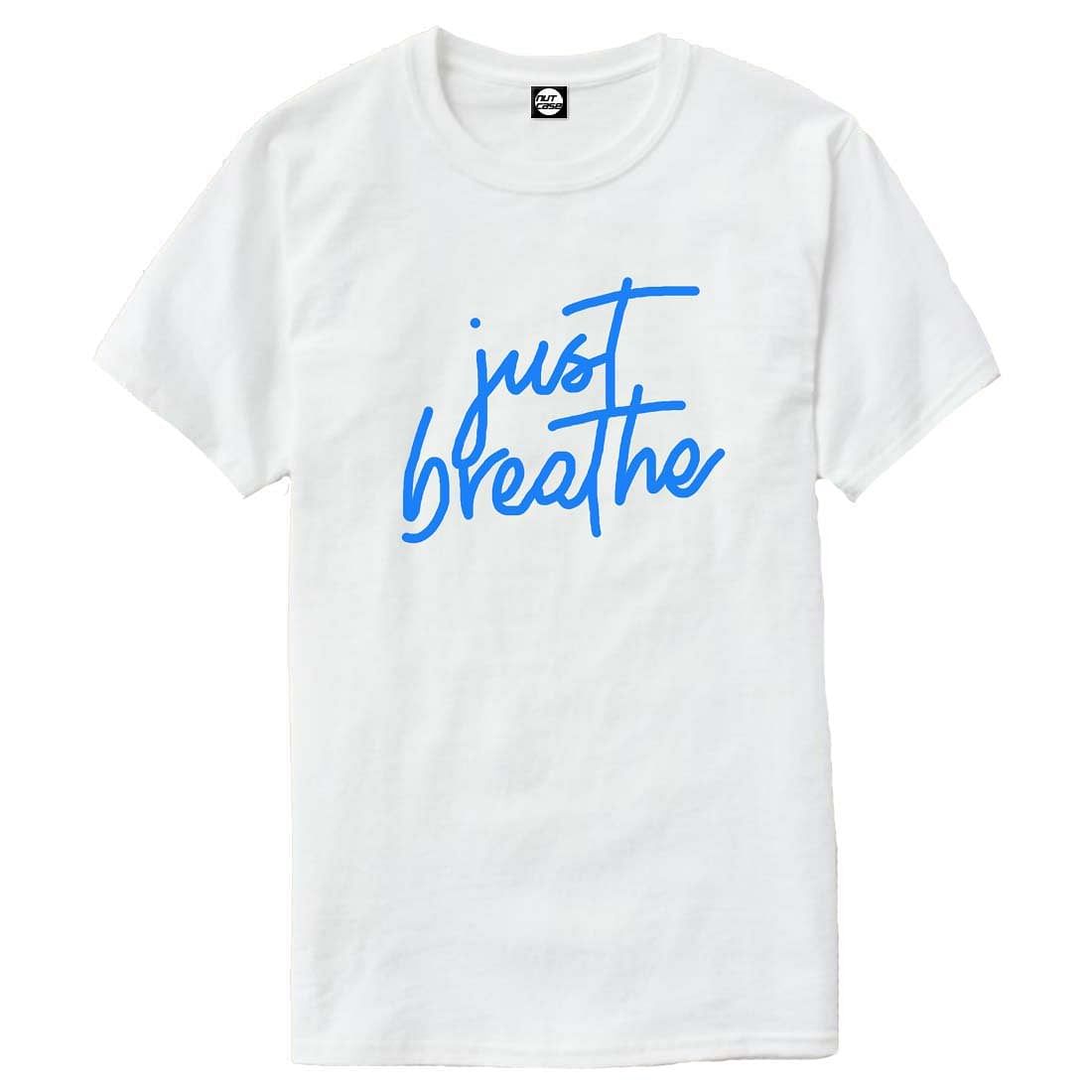 Nutcase Designer Round Neck Men's T-Shirt Wrinkle-Free Poly Cotton Tees - Just Breathe Nutcase