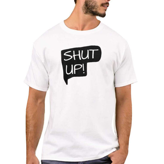 Nutcase Designer Round Neck Men's T-Shirt Wrinkle-Free Poly Cotton Tees - Shut Up Nutcase