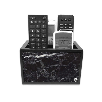 Black Remote Control Holder For TV / AC Remotes -  Marble Black Nutcase