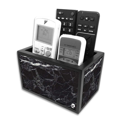 Black Remote Control Holder For TV / AC Remotes -  Marble Black Nutcase