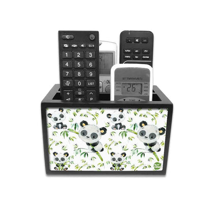 Nutcase Designer Wooden Remote Control Holder Stand Organizer Caddy for TV/AC Remotes-Multipurpose Desk Organizer- - Cute Panda Nutcase