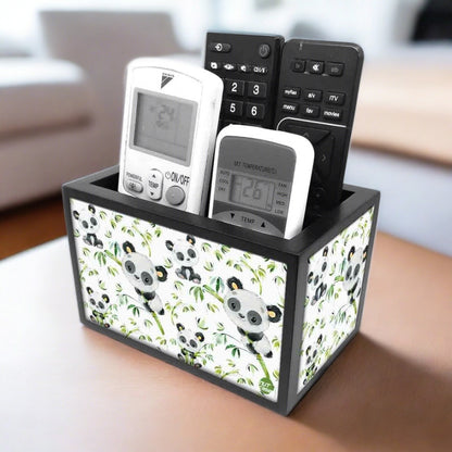 Nutcase Designer Wooden Remote Control Holder Stand Organizer Caddy for TV/AC Remotes-Multipurpose Desk Organizer- - Cute Panda Nutcase