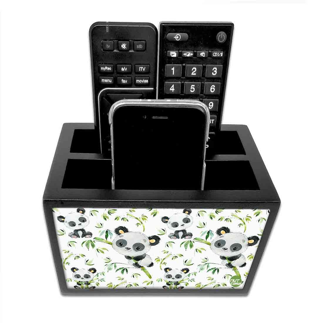 Nutcase Designer Wooden Remote Control Holder Stand Organizer Caddy for TV/AC Remotes-Multipurpose Desk Organizer- - Cute Panda Nutcase
