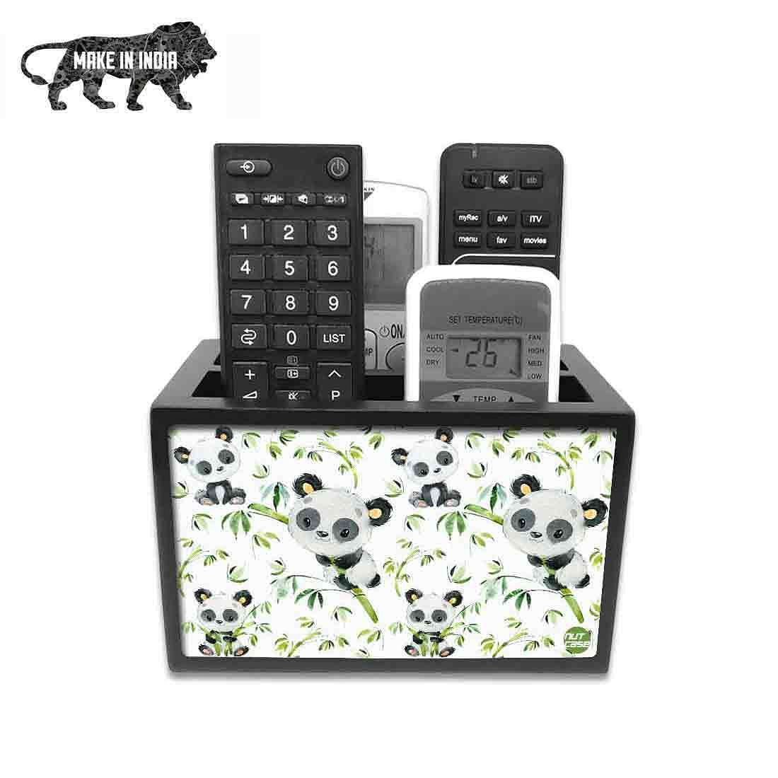 Nutcase Designer Wooden Remote Control Holder Stand Organizer Caddy for TV/AC Remotes-Multipurpose Desk Organizer- - Cute Panda Nutcase