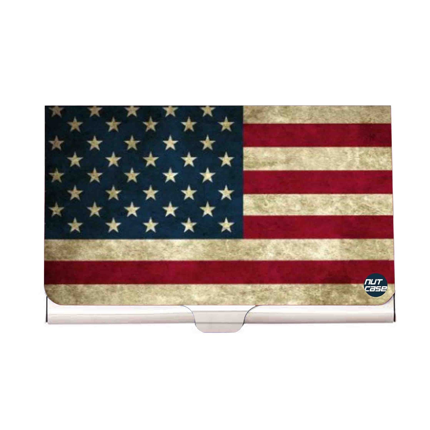Designer Visiting Card Holder Nutcase - USA Vintage Flag Nutcase