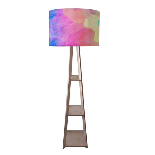 Wooden Tripod Floor Lamp for Living Room - Rainbow Watercolor Nutcase