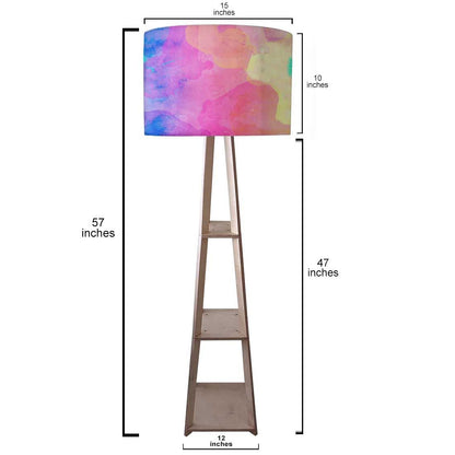 Wooden Tripod Floor Lamp for Living Room - Rainbow Watercolor Nutcase