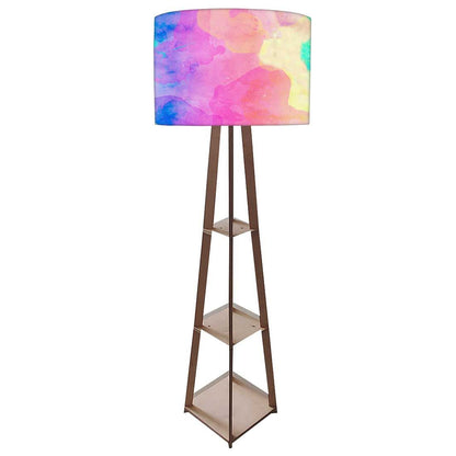 Wooden Tripod Floor Lamp for Living Room - Rainbow Watercolor Nutcase