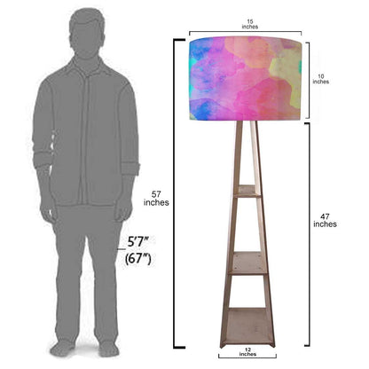 Wooden Tripod Floor Lamp for Living Room - Rainbow Watercolor Nutcase