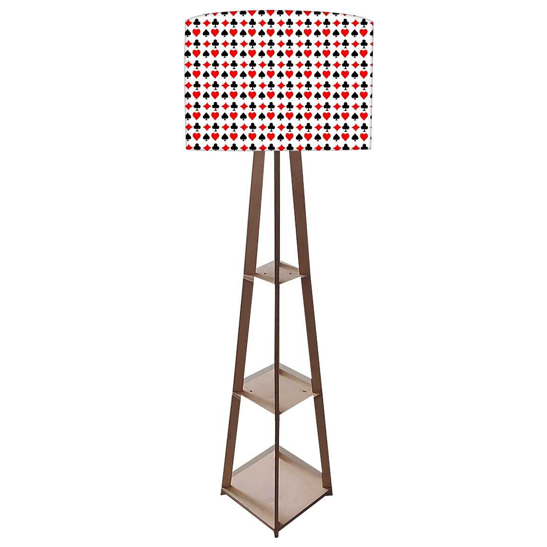 Wooden Standing Lamps for Living Room with Shelf - Poker Game Nutcase