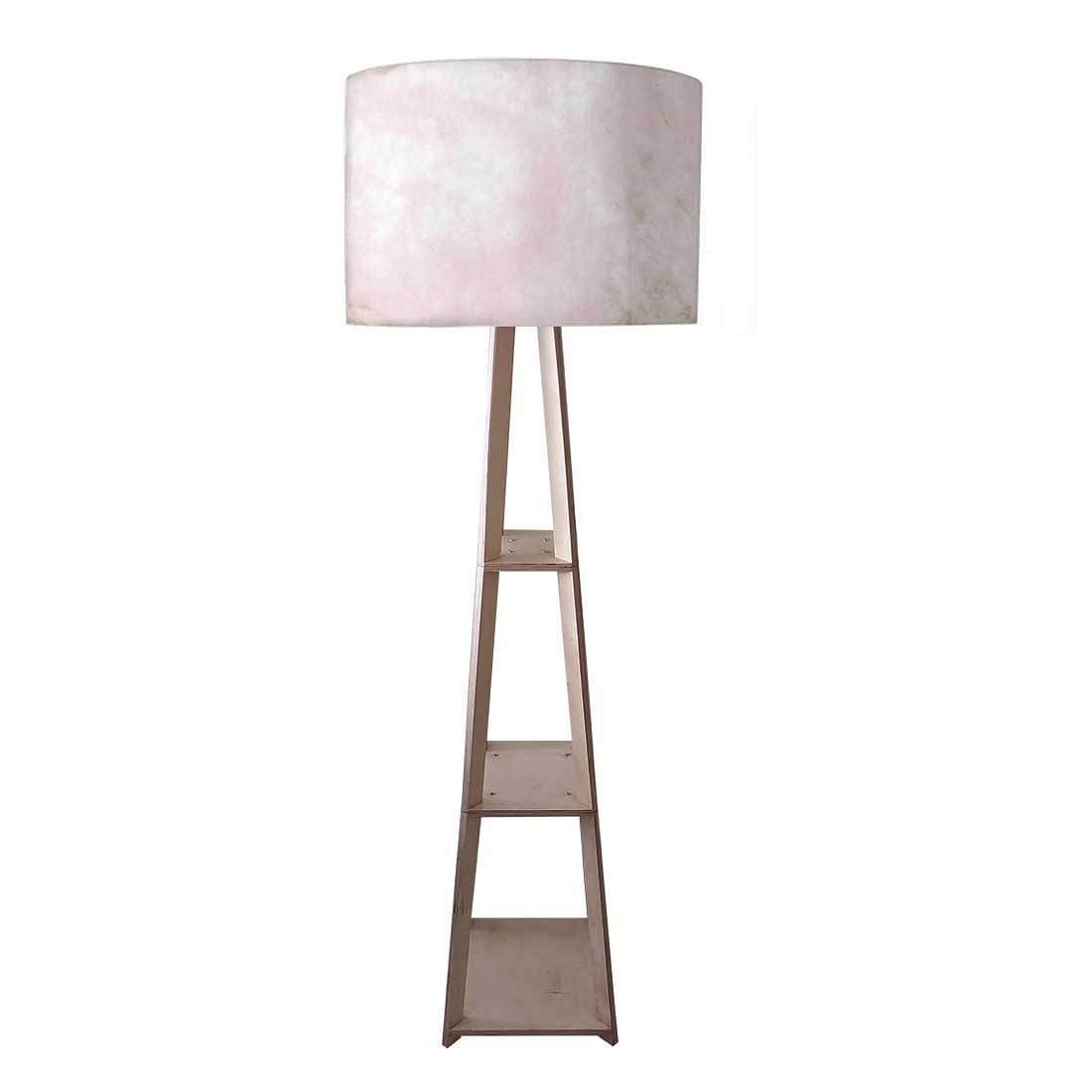 Tall Wooden Standing Lamps for Bedside Light - Pink Marble Effect Nutcase