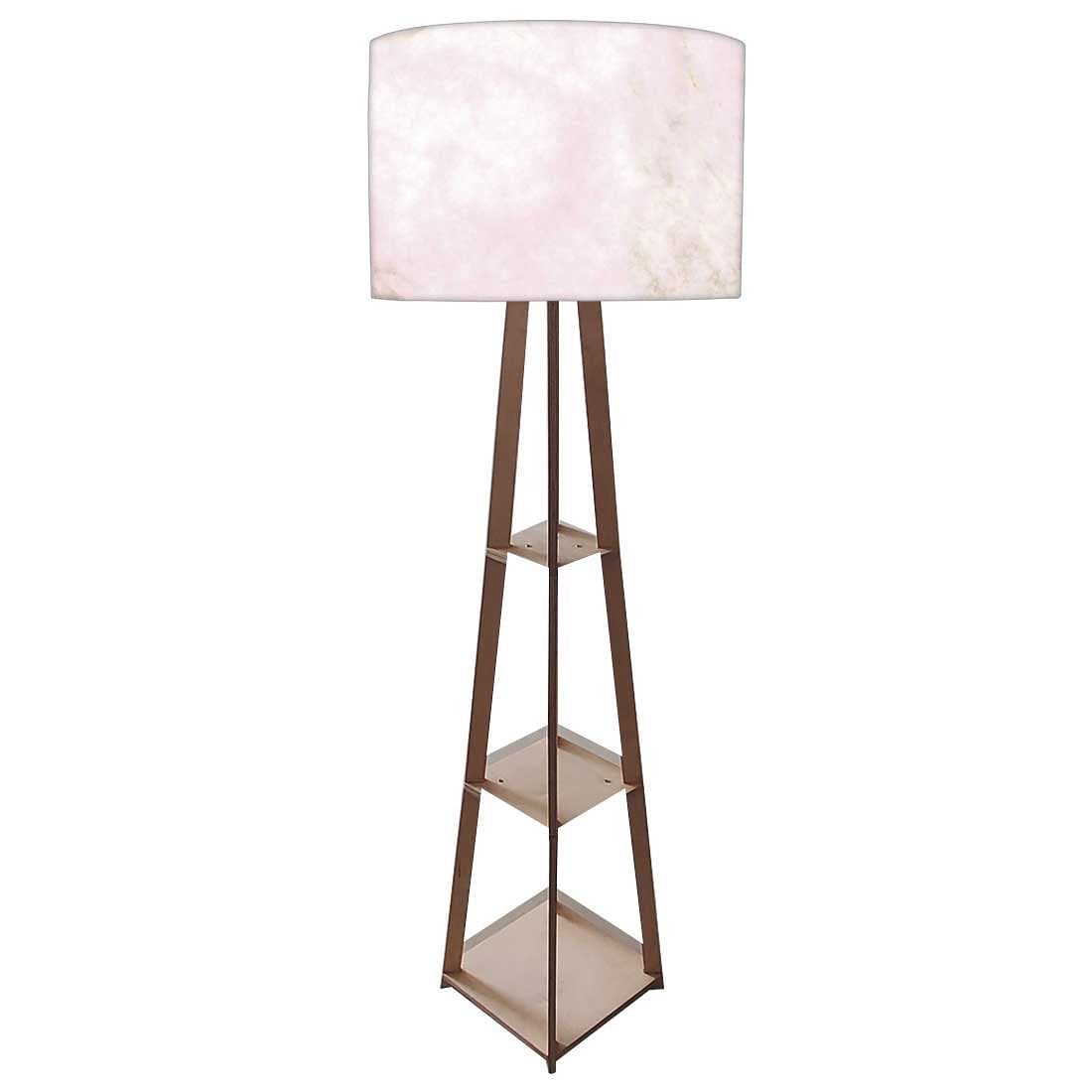 Tall Wooden Standing Lamps for Bedside Light - Pink Marble Effect Nutcase