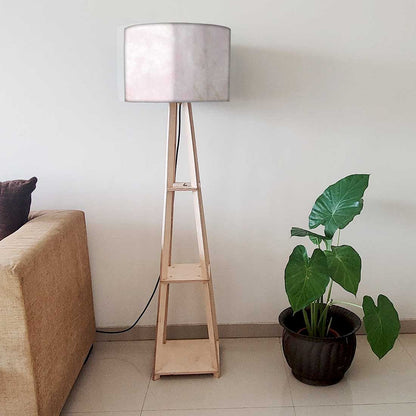 Tall Wooden Standing Lamps for Bedside Light - Pink Marble Effect Nutcase