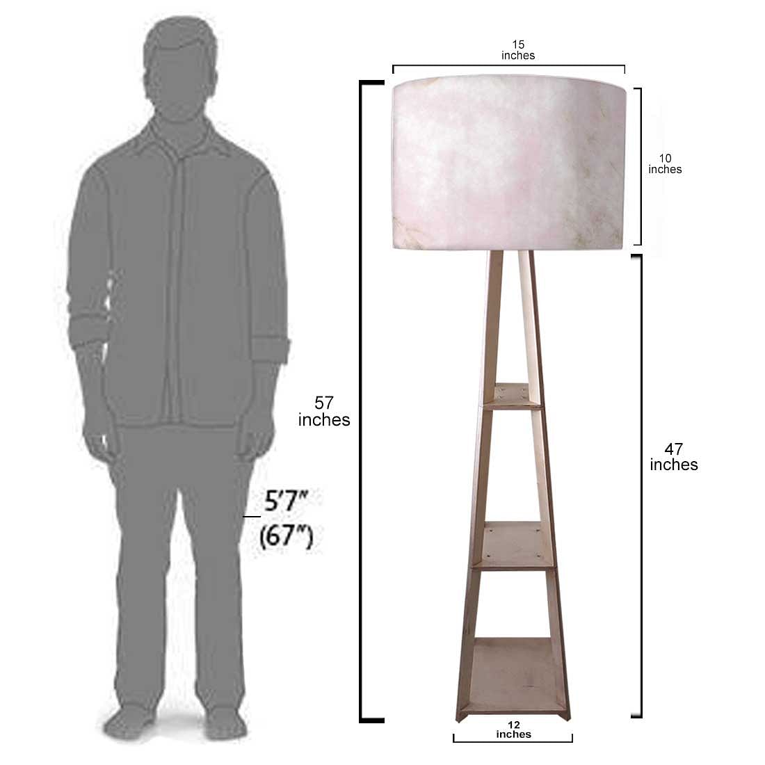 Tall Wooden Standing Lamps for Bedside Light - Pink Marble Effect Nutcase