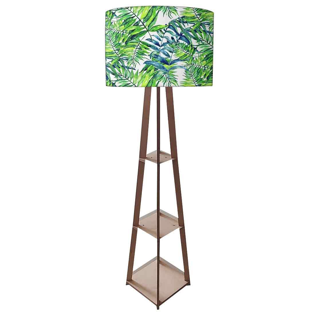 Wooden Floor Lamps with Shelf for Living Room Light - Green Leaf Nutcase