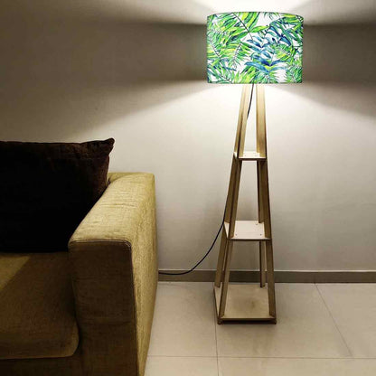 Wooden Floor Lamps with Shelf for Living Room Light - Green Leaf Nutcase