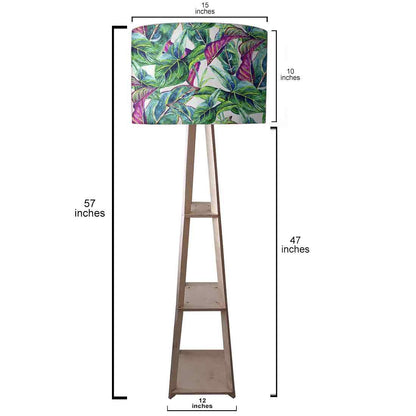 Tripod Floor Lamp with Shelves for Bedroom - Tropical Leaf Nutcase