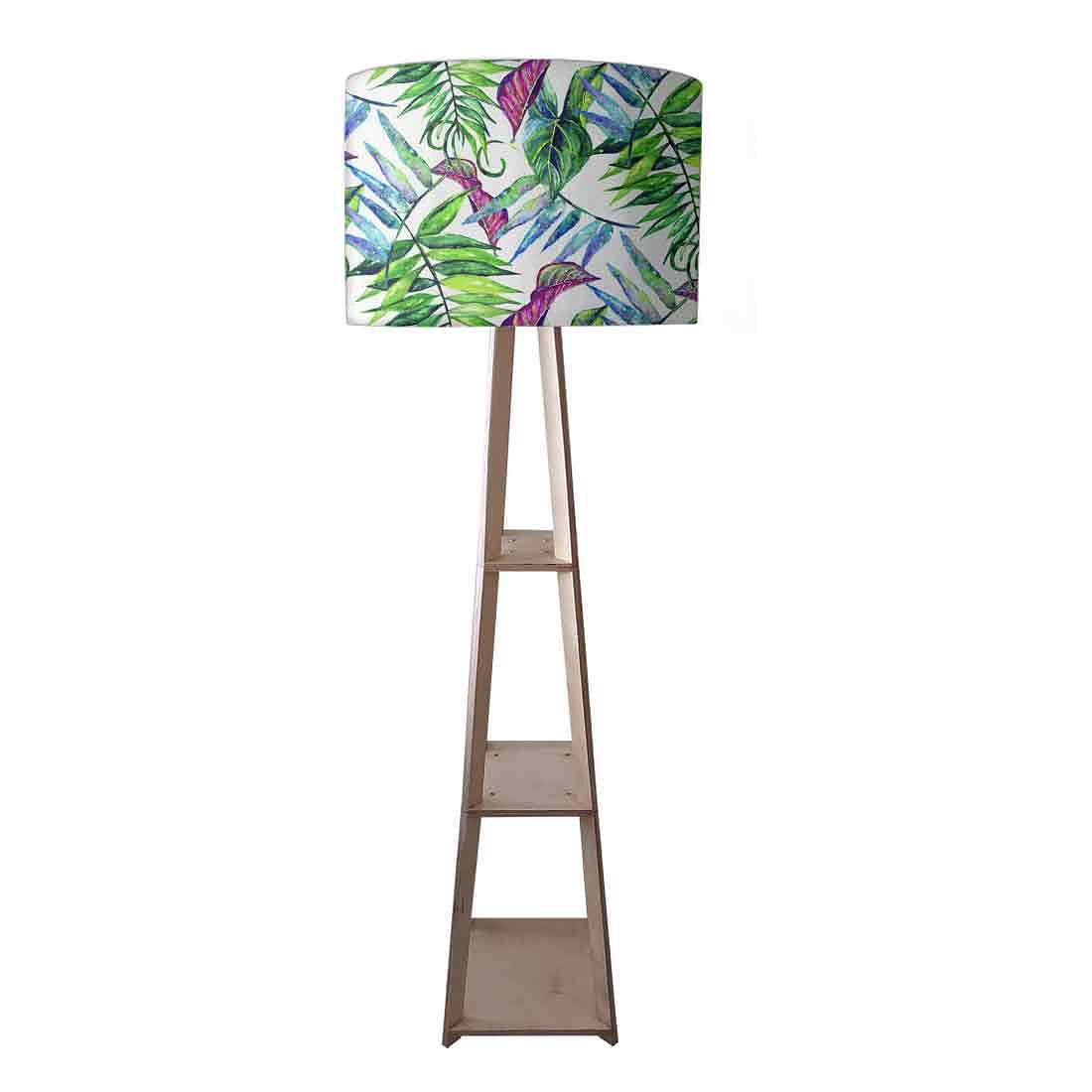 Wooden Standing Tripod Floor Lamp Stand - Tropical Leaf Nutcase